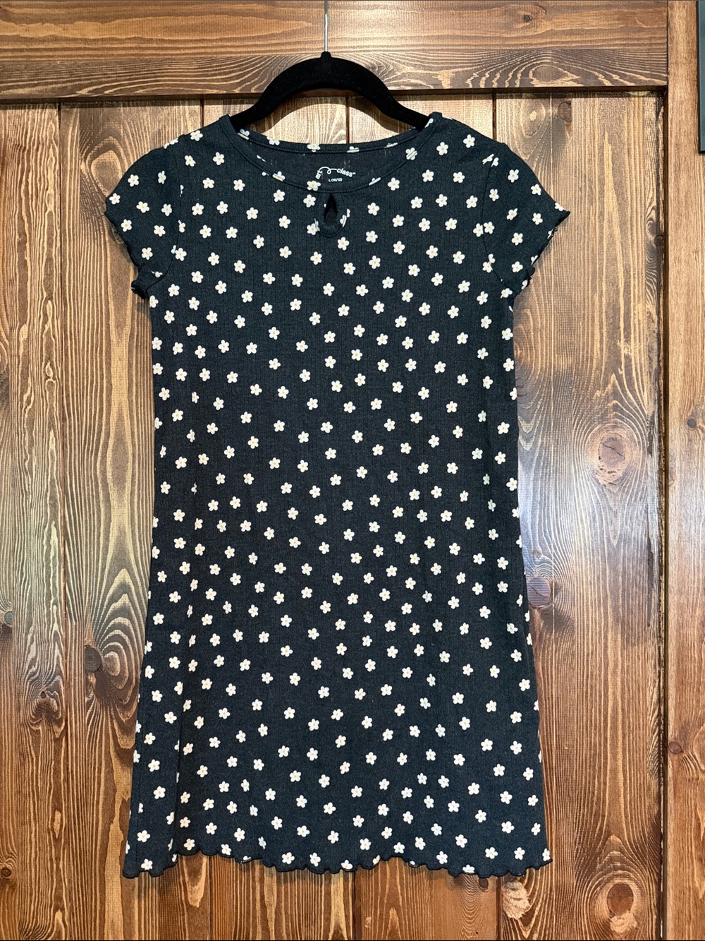 Girls' Black Floral Short Sleeve Casual Dress